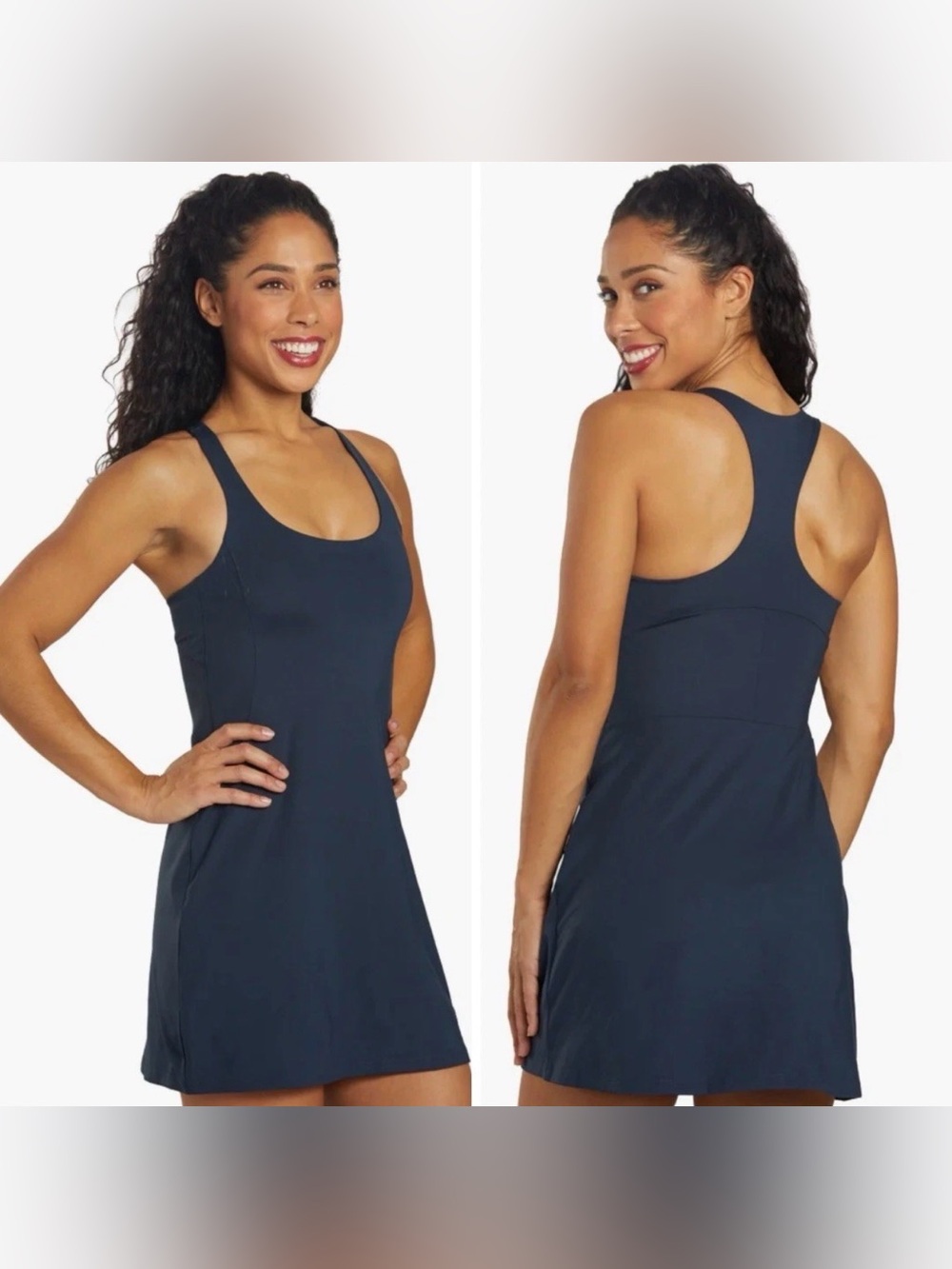 Girlfriend Collective Navy Midnight Paloma Racerback Athletic Dress Size Small‎